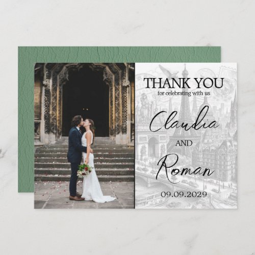 Green Paris Passport Thank You Card