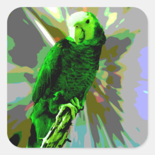 Green Parrot 6537 Square Sticker