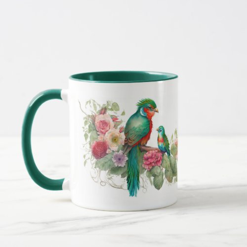 Green Parrot and Baby Mug