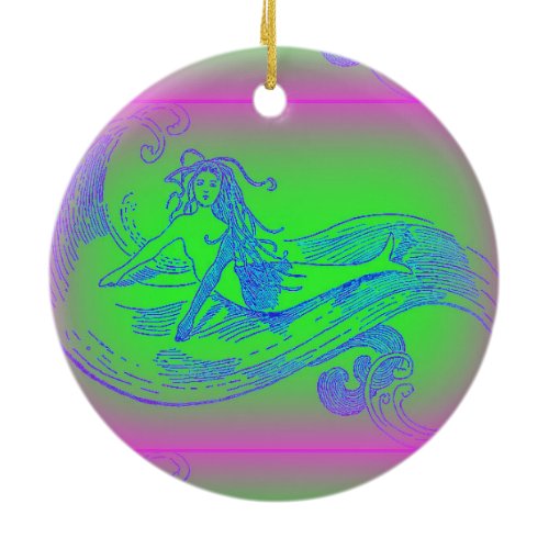 green parrot and mermaid ornament