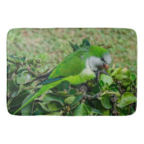 Green parrot bath mat