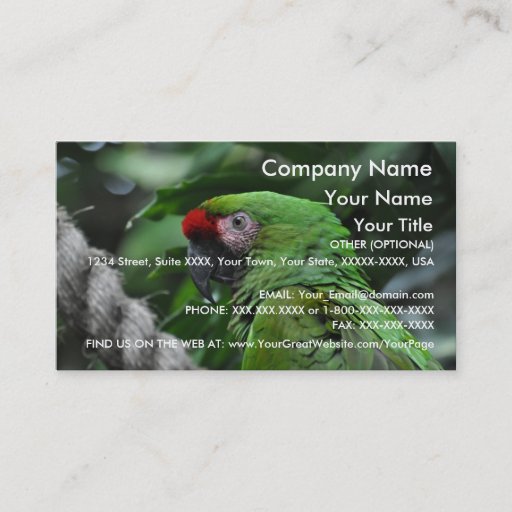Customizable Green Parrot - business card template