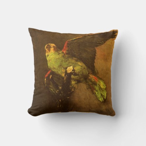 Green Parrot by Vincent van Gogh Vintage Fine Art Throw Pillow