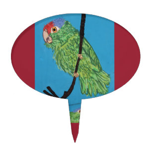 green parrot cake pick