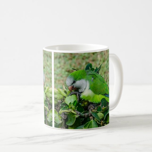 Green parrot coffee mug (Front Right)