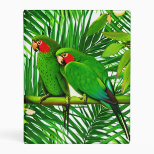 Green Parrot Couple in a Jungle Setting Mini Binder