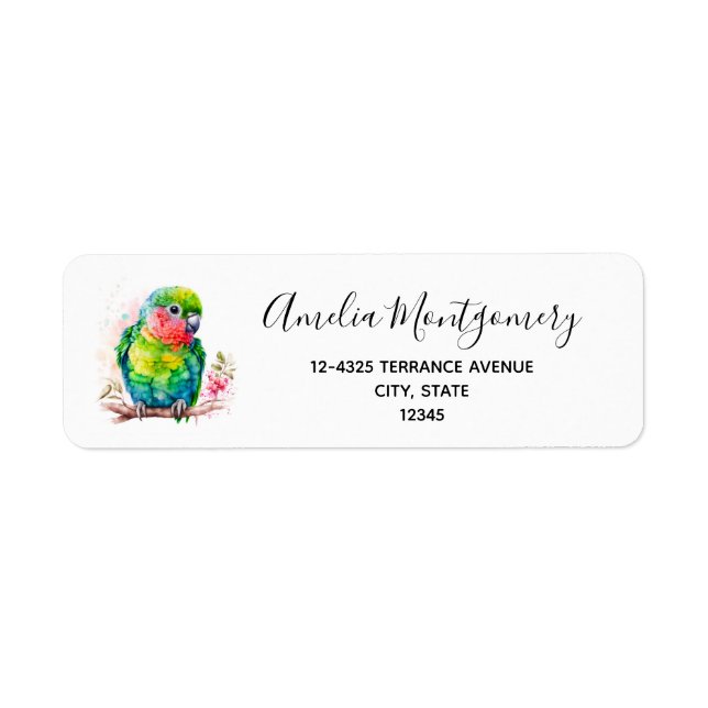 Green Parrot - Cute Baby Bird Address Label (Front)