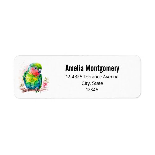 Green Parrot _ Cute Baby Bird Address Label