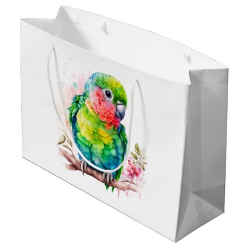 Green Parrot _ Cute Baby Bird Birthday Large Gift Bag