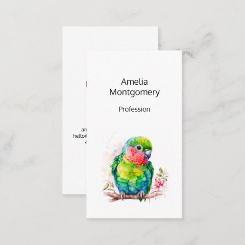 Green Parrot _ Cute Baby Bird Business Card