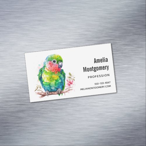 Green Parrot _ Cute Baby Bird Business Card Magnet