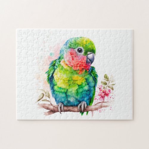 Green Parrot _ Cute Baby Bird Jigsaw Puzzle