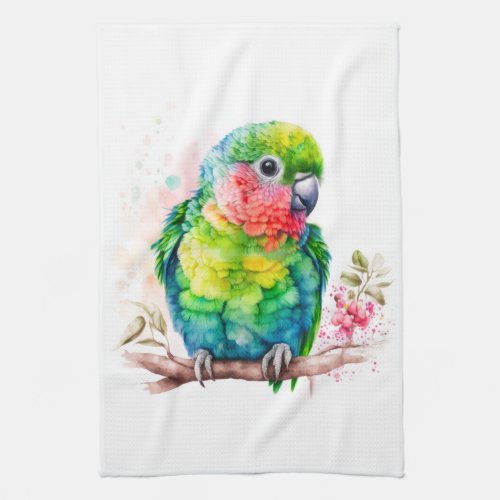 Green Parrot _ Cute Baby Bird Kitchen Towel