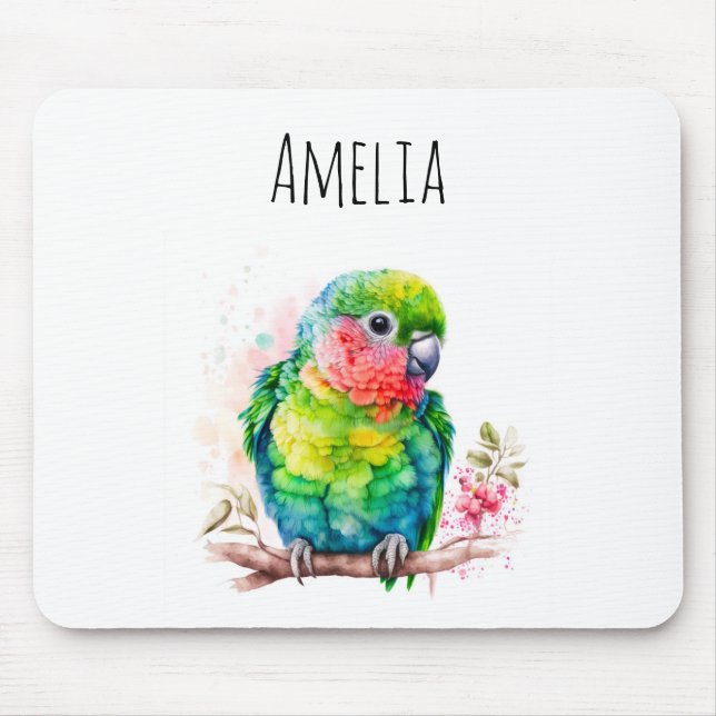 Green Parrot - Cute Baby Bird Mouse Pad (Front)