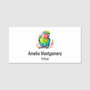 Green Parrot - Cute Baby Bird Name Tag