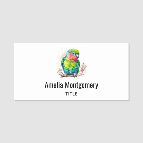 Green Parrot _ Cute Baby Bird Name Tag