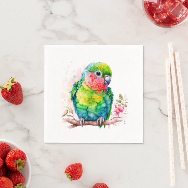 Green Parrot - Cute Baby Bird Napkins (Insitu)