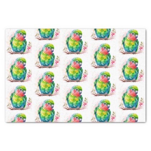 Green Parrot _ Cute Baby Bird Pattern Tissue Paper