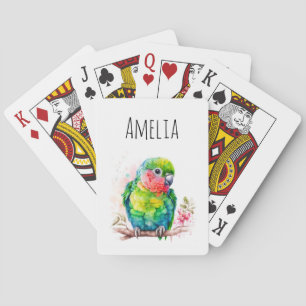 Green Parrot - Cute Baby Bird Poker Cards