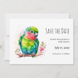 Green Parrot - Cute Baby Bird Save The Date