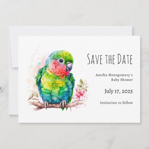 Green Parrot _ Cute Baby Bird Save The Date