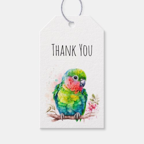 Green Parrot _ Cute Baby Bird Thank You Gift Tags