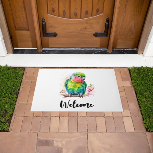 Green Parrot _ Cute Baby Bird Welcome Doormat