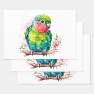 Green Parrot - Cute Baby Bird Wrapping Paper Sheets