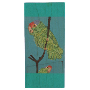 green parrot flash wood usb wood flash drive