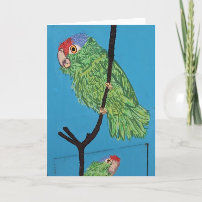 green parrot greeting card (Front)