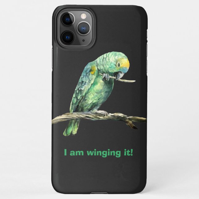 Green parrot iPhone case (Back)