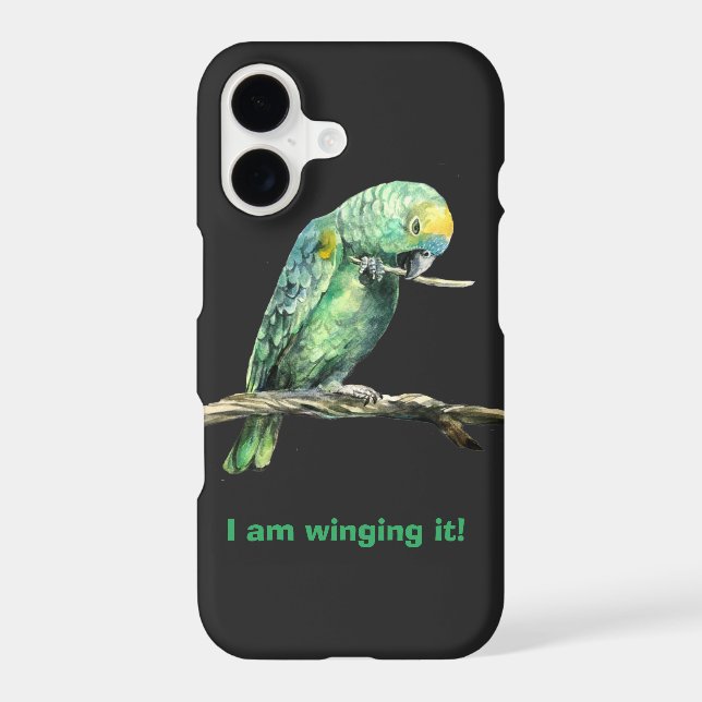 Green parrot iPhone case (Back)