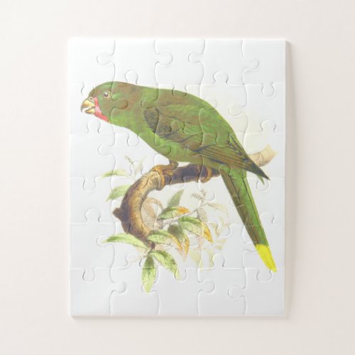 Green Parrot_Like Bird Perched on a Tree Branch Jigsaw Puzzle
