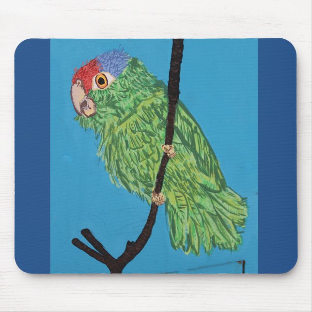 green parrot mousepad (Front)