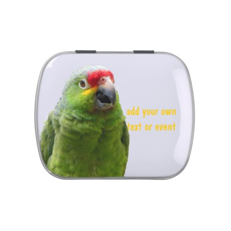 Green Parrot Personalized Candy Tin
