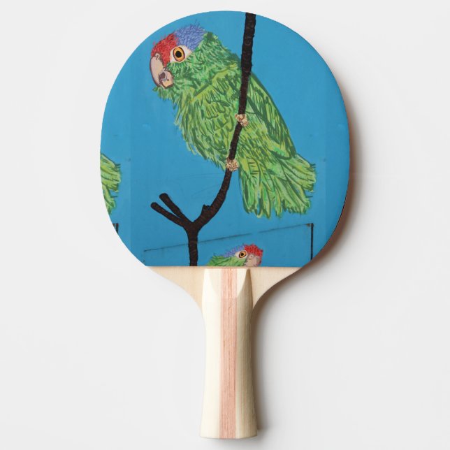 green parrot ping pong paddle (Front)