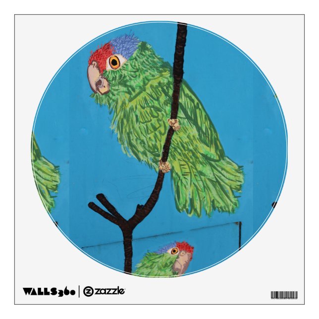 green parrot wall decal (Front)