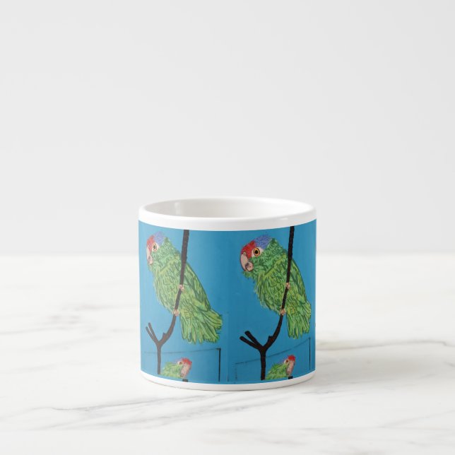 green parrots espresso mug (Front)