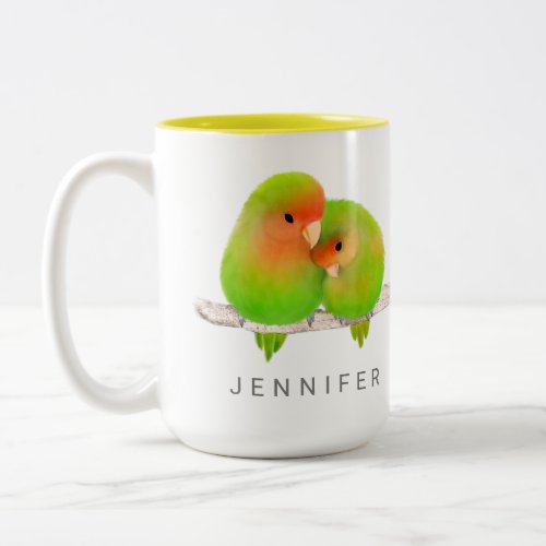 Green Parrots Lovebirds Bird Mug