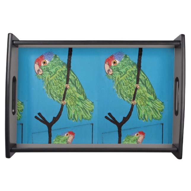 green parrots serving tray (Front)