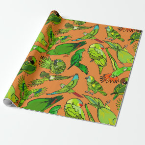 Green Parrots Wrapping Paper