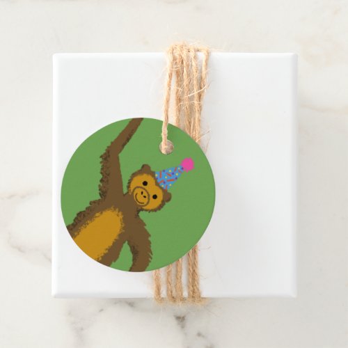 Green Party Animal Monkey Birthday Party Favor Tags