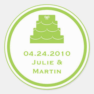 Green party cake wedding favor tag seal label