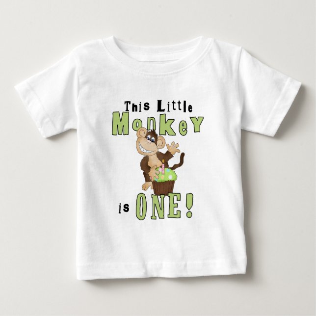 Green Party Monkey 1st Birthday Tshirts and Gifts (Front)