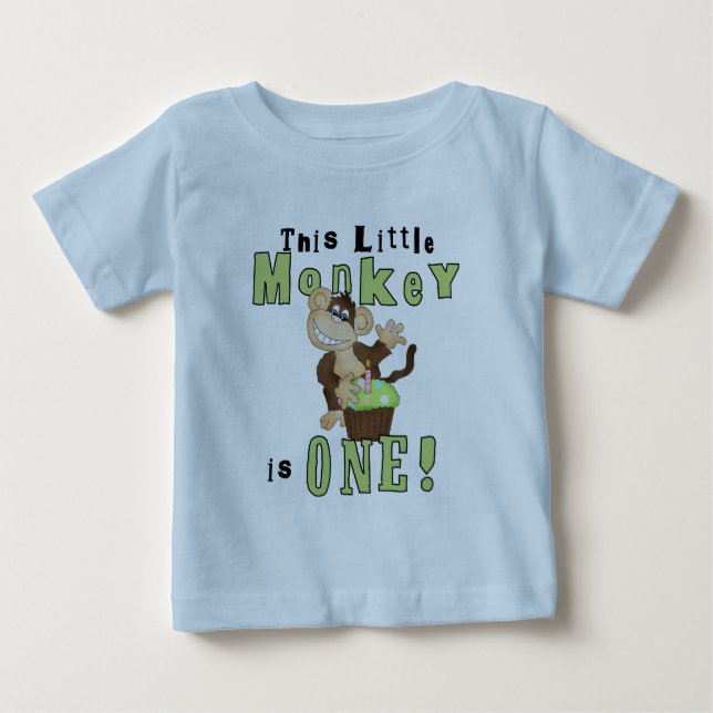 Green Party Monkey 1st Birthday Tshirts and Gifts (Front)