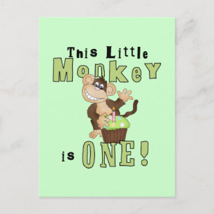 Green Party Monkey 1st Birthday Tshirts and Gifts Invitation Postcard