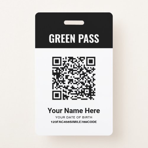 Green Pass Vaccination Certificate PVC Black Badge