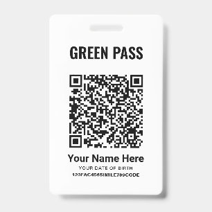 Green Pass Vaccination Certificate PVC Cool White Badge