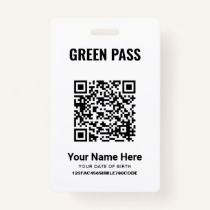 Green Pass Vaccination Certificate PVC Cool White Badge