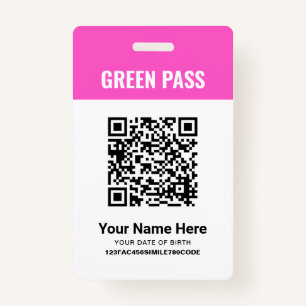 Green Pass Vaccination Certificate PVC Pink Badge
